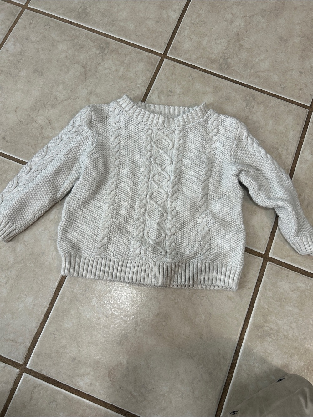 Janie and Jack Cream Cable Knit Crewneck Sweater
